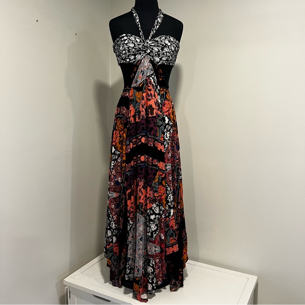 Free People Patchwork Maxi Dress in Black, Pink, Orange and Purple - Picture 6 of 16